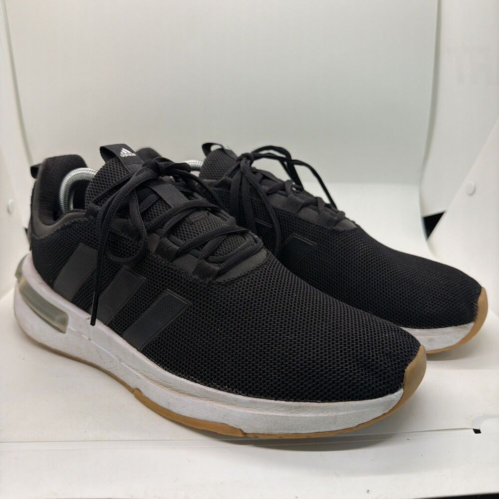 Adidas Racer TR23 Mens Size 10 Black White Gum Athletic Running Shoes Sneakers